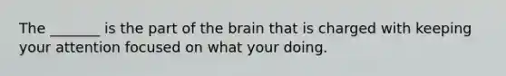 The _______ is the part of the brain that is charged with keeping your attention focused on what your doing.