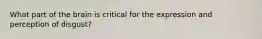What part of the brain is critical for the expression and perception of disgust?