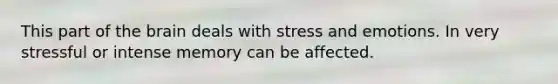 This part of the brain deals with stress and emotions. In very stressful or intense memory can be affected.