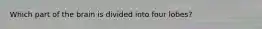 Which part of the brain is divided into four lobes?