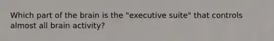 Which part of the brain is the "executive suite" that controls almost all brain activity?