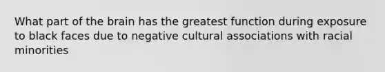 What part of the brain has the greatest function during exposure to black faces due to negative cultural associations with racial minorities