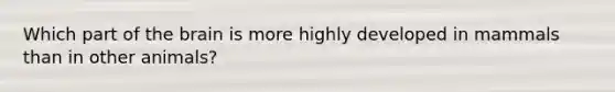 Which part of the brain is more highly developed in mammals than in other animals?