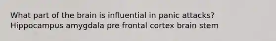 What part of the brain is influential in panic attacks? Hippocampus amygdala pre frontal cortex brain stem