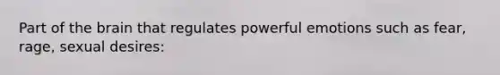 Part of the brain that regulates powerful emotions such as fear, rage, sexual desires: