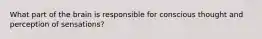 What part of the brain is responsible for conscious thought and perception of sensations?