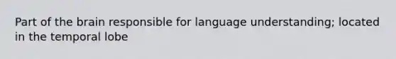 Part of the brain responsible for language understanding; located in the temporal lobe