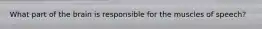 What part of the brain is responsible for the muscles of speech?