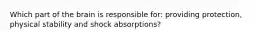 Which part of the brain is responsible for: providing protection, physical stability and shock absorptions?