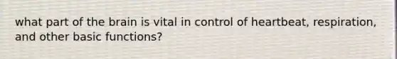 what part of the brain is vital in control of heartbeat, respiration, and other basic functions?