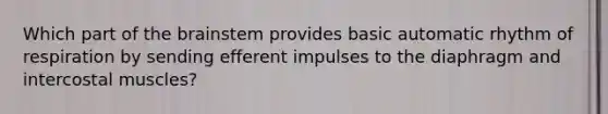 Which part of the brainstem provides basic automatic rhythm of respiration by sending efferent impulses to the diaphragm and intercostal muscles?