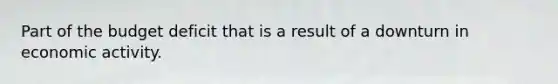 Part of the budget deficit that is a result of a downturn in economic activity.
