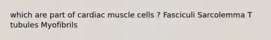 which are part of cardiac muscle cells ? Fasciculi Sarcolemma T tubules Myofibrils