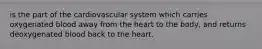 is the part of the cardiovascular system which carries oxygenated blood away from the heart to the body, and returns deoxygenated blood back to the heart.