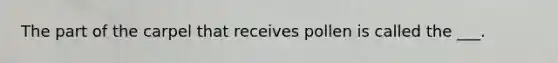 The part of the carpel that receives pollen is called the ___.