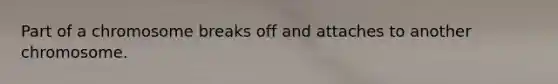 Part of a chromosome breaks off and attaches to another chromosome.
