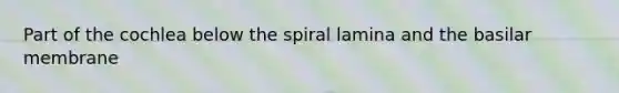 Part of the cochlea below the spiral lamina and the basilar membrane