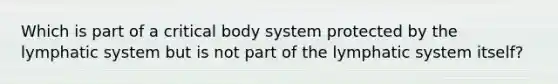 Which is part of a critical body system protected by the lymphatic system but is not part of the lymphatic system itself?