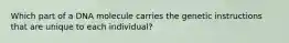 Which part of a DNA molecule carries the genetic instructions that are unique to each individual?