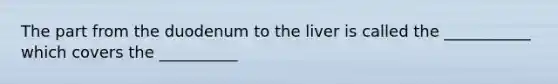 The part from the duodenum to the liver is called the ___________ which covers the __________