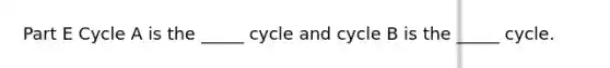 Part E Cycle A is the _____ cycle and cycle B is the _____ cycle.