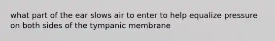 what part of the ear slows air to enter to help equalize pressure on both sides of the tympanic membrane