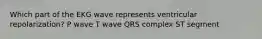 Which part of the EKG wave represents ventricular repolarization? P wave T wave QRS complex ST segment