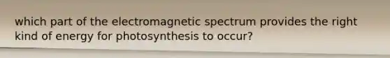 which part of the electromagnetic spectrum provides the right kind of energy for photosynthesis to occur?