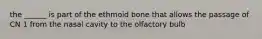 the ______ is part of the ethmoid bone that allows the passage of CN 1 from the nasal cavity to the olfactory bulb