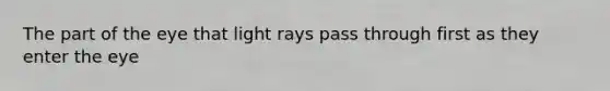 The part of the eye that light rays pass through first as they enter the eye