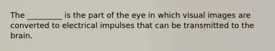 The _________ is the part of the eye in which visual images are converted to electrical impulses that can be transmitted to the brain.