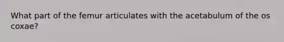 What part of the femur articulates with the acetabulum of the os coxae?