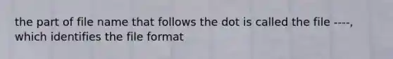 the part of file name that follows the dot is called the file ----, which identifies the file format