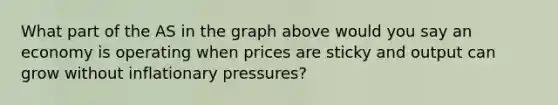 What part of the AS in the graph above would you say an economy is operating when prices are sticky and output can grow without inflationary pressures?