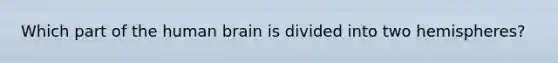 Which part of the human brain is divided into two hemispheres?