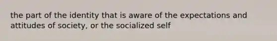 the part of the identity that is aware of the expectations and attitudes of society, or the socialized self