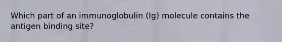 Which part of an immunoglobulin (Ig) molecule contains the antigen binding site?