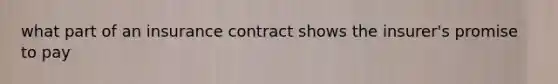 what part of an insurance contract shows the insurer's promise to pay