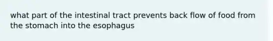 what part of the intestinal tract prevents back flow of food from the stomach into the esophagus