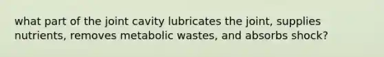 what part of the joint cavity lubricates the joint, supplies nutrients, removes metabolic wastes, and absorbs shock?