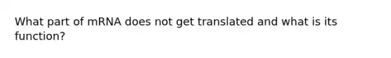 What part of mRNA does not get translated and what is its function?