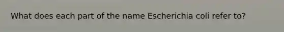 What does each part of the name Escherichia coli refer to?