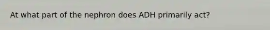 At what part of the nephron does ADH primarily act?