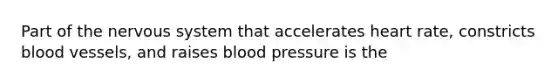 Part of the nervous system that accelerates heart rate, constricts blood vessels, and raises blood pressure is the