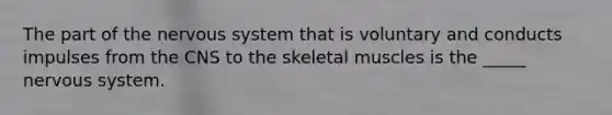 The part of the nervous system that is voluntary and conducts impulses from the CNS to the skeletal muscles is the _____ nervous system.