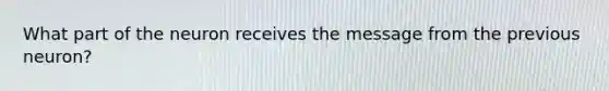 What part of the neuron receives the message from the previous neuron?