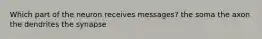 Which part of the neuron receives messages? the soma the axon the dendrites the synapse
