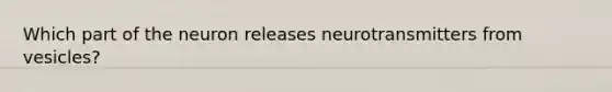 Which part of the neuron releases neurotransmitters from vesicles?