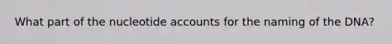 What part of the nucleotide accounts for the naming of the DNA?