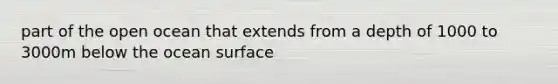 part of the open ocean that extends from a depth of 1000 to 3000m below the ocean surface